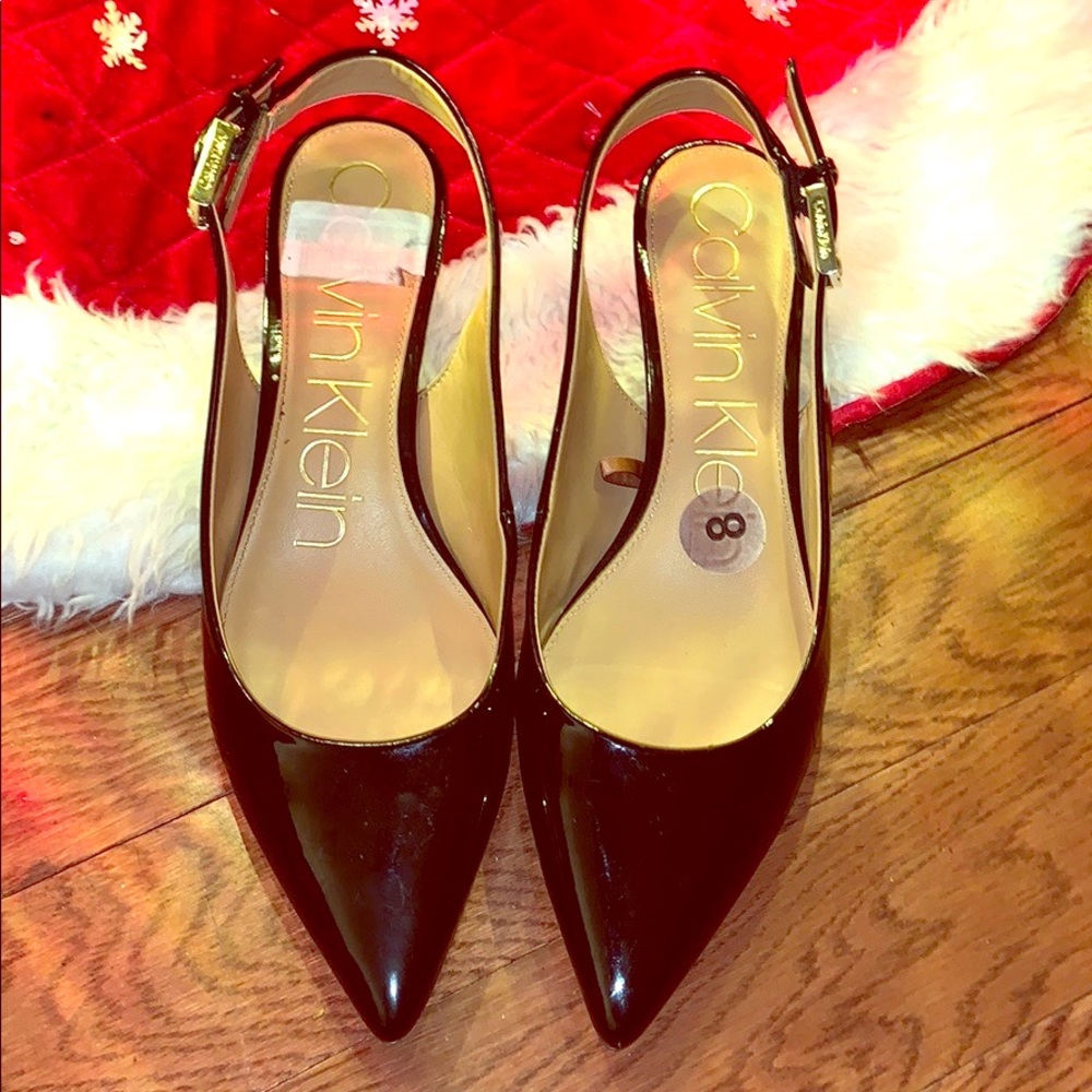 WOMENS Black Calvin Klein Patent Leather heels